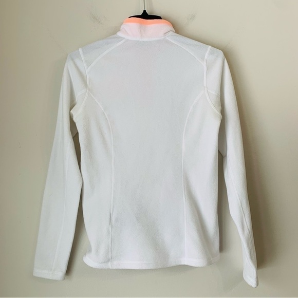 THE North Face woman’s quarter Zip up Fleece Sweater White highlighter Orange XS - Picture 8 of 14
